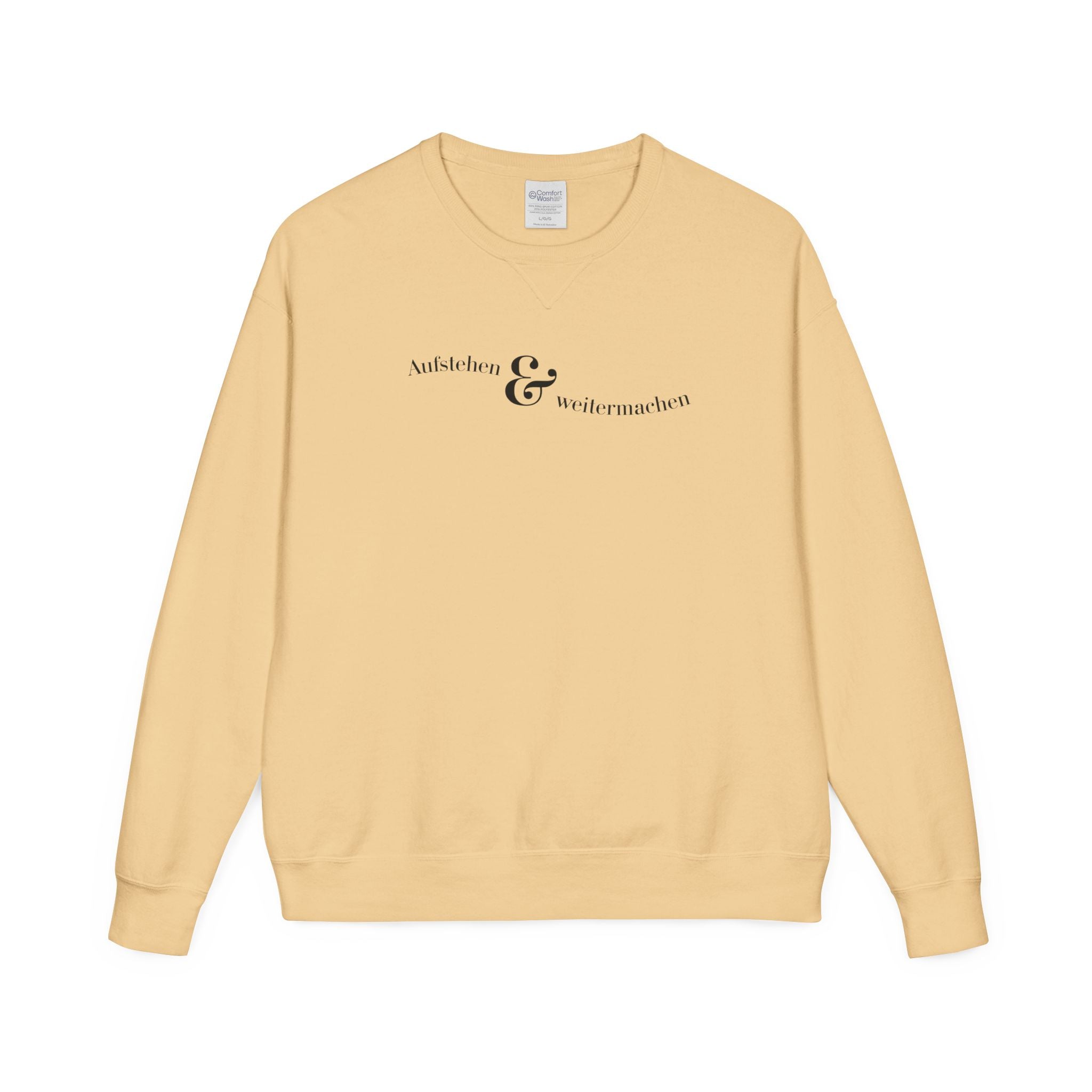 aufstehen und weitermachen Mental Health Sweatshirt crewneck, minimalist text logo sweater