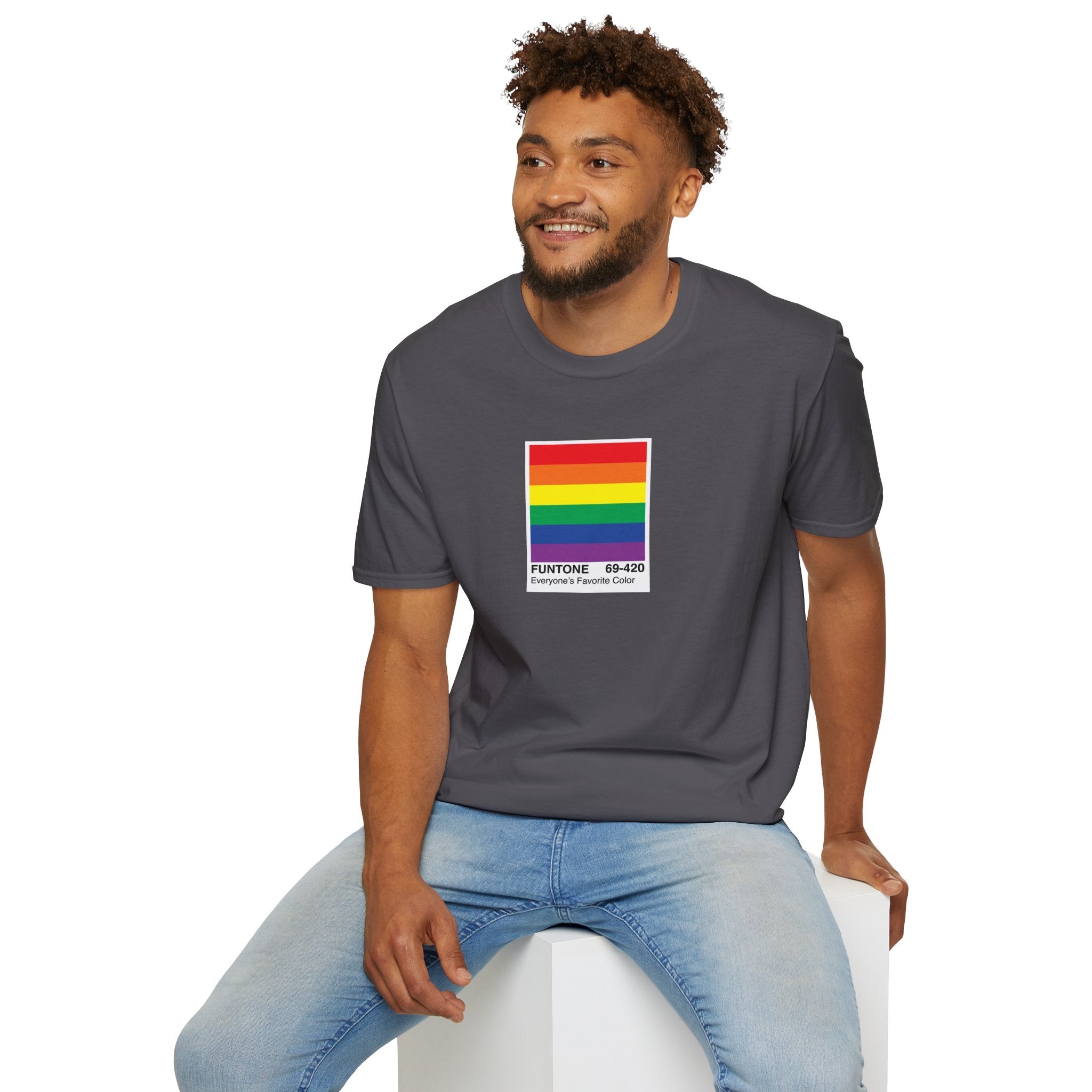Bespattered Facade Everyone's Favorite Color Rainbow "Funtone" Chip Unisex Softstyle T-Shirt