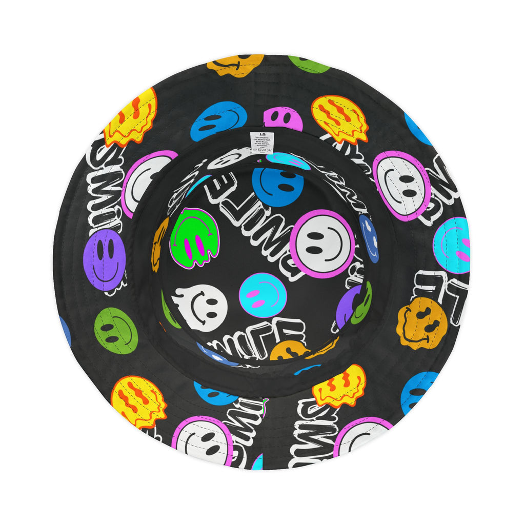 "Smile" colorful smiley face graffiti Bucket Hat