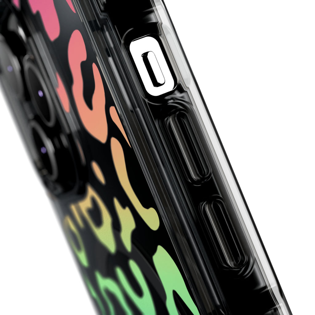 Bespattered Facade Bright Rainbow Leopard MagSafe Clear Impact Case