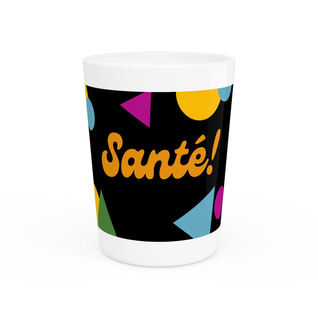 Santé! French cheers Shot Glass,  Retro Geometric Party Design