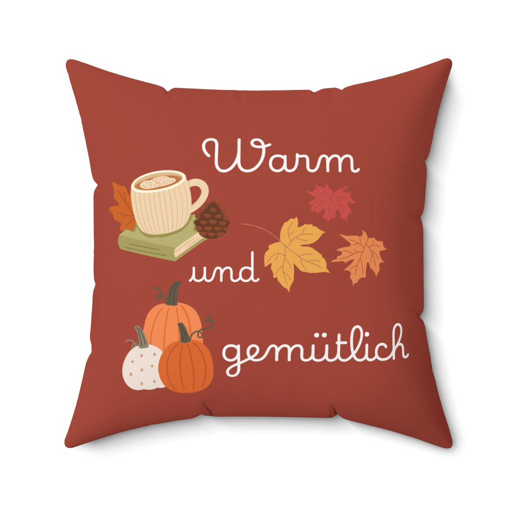 German Warm und gemütlich Autumn Cozy Pillow, Fall Decor Throw Pillow