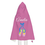 Kid's personalized ballet slippers hooded bath towel by Printify