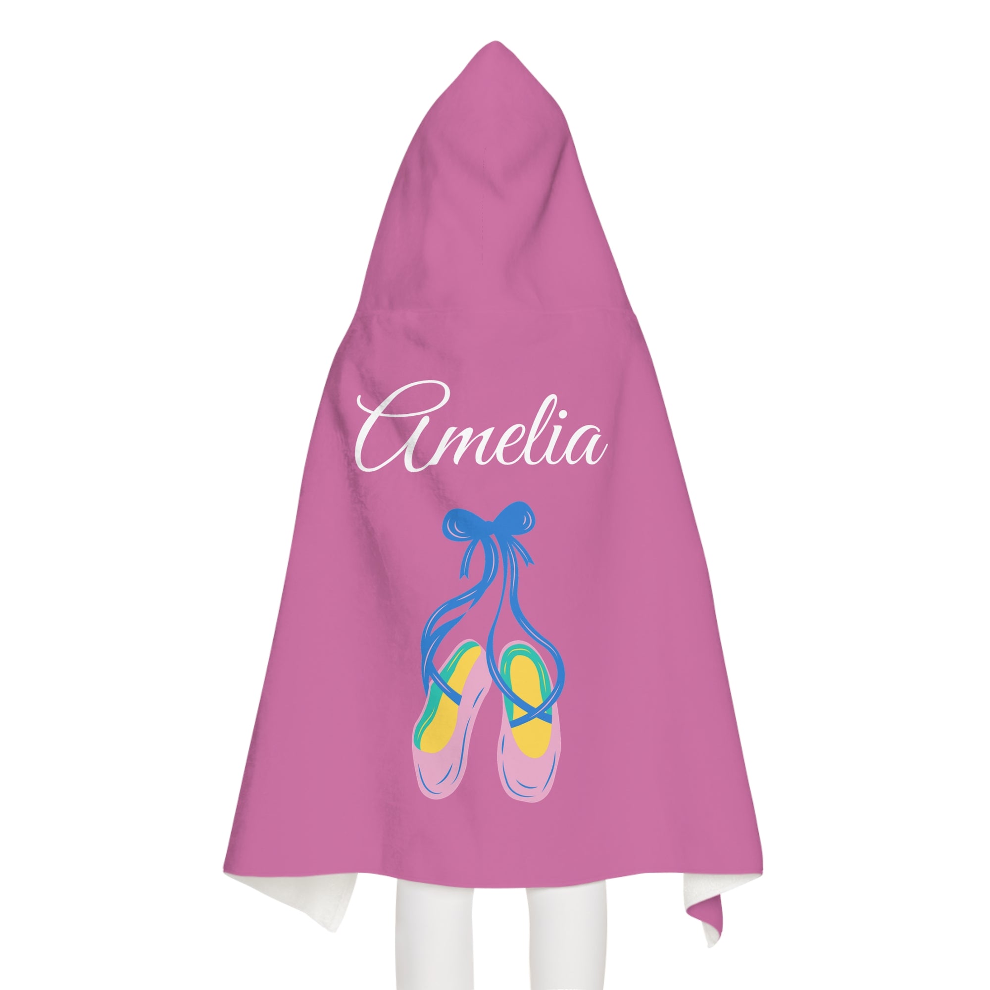 Kid's personalized ballet slippers hooded bath towel