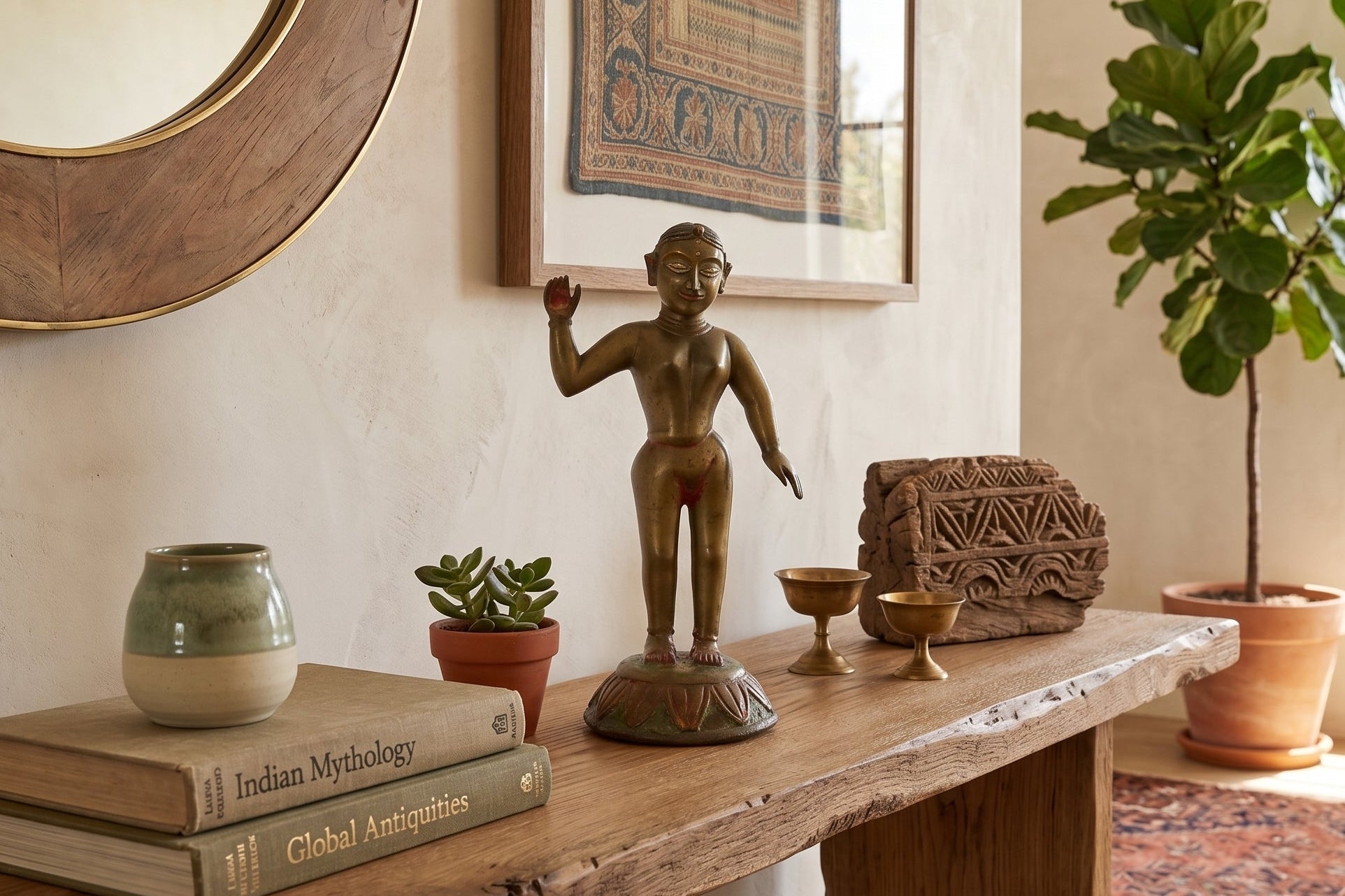 Bronze Yakshini Devotional Attendant Figure