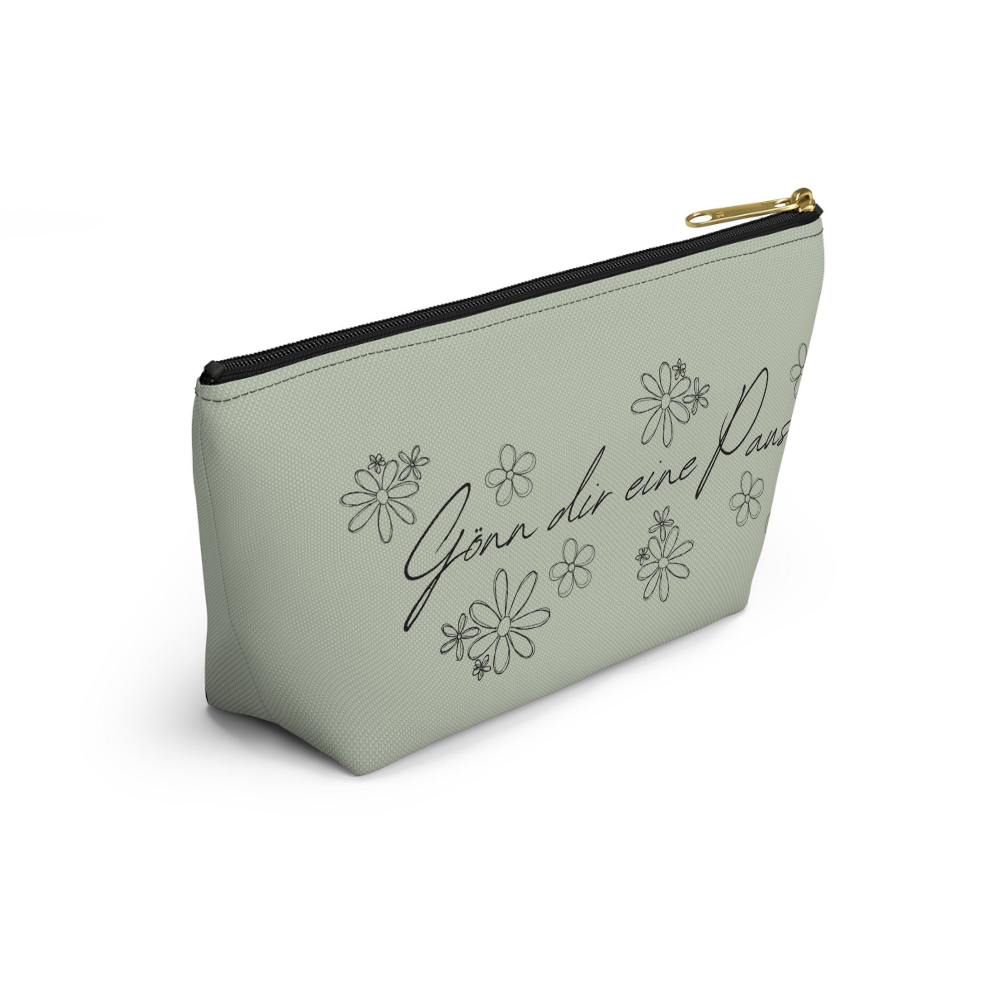 Gönn dir eine Pause Floral Makeup Bag, German mental health Accessory Pouch