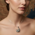 Precious Marcasite Cat Necklace in Sterling Silver