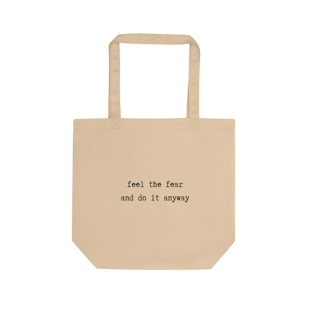Feel the fear and do it anyway Tote Bag | Motivational Quote, Canvas Market Bag