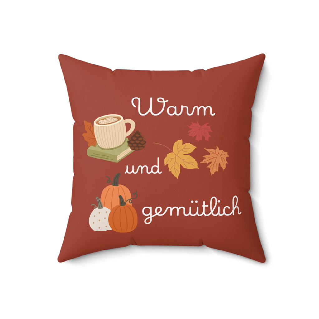 German Warm und gemütlich Autumn Cozy Pillow, Fall Decor Throw Pillow