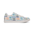 Women's fishy sardines Low-Top lace up Sneakers, Coastal Fish Print Leather Casual Trainers