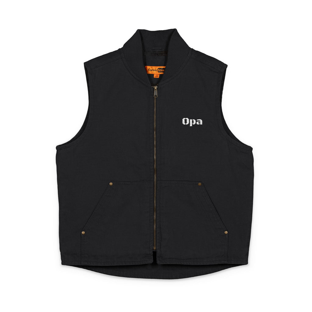 Embroidered "Opa" (Grandpa) Duck Cloth Work Vest – Durable Carpenter Style for German grandfather gifts
