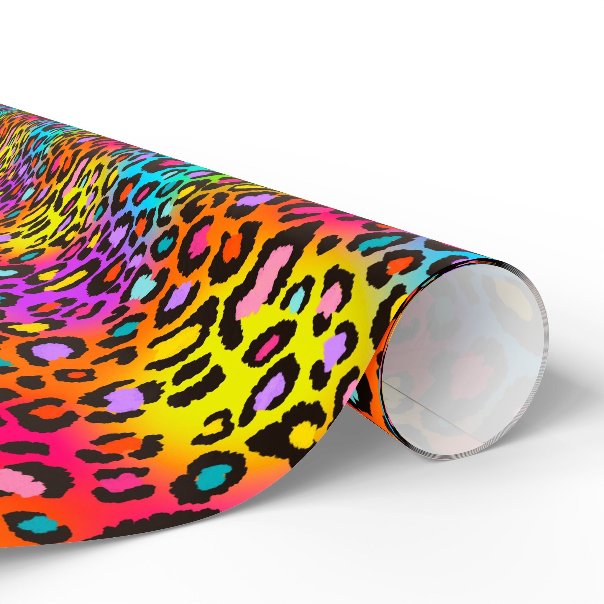 Bespattered Facade Rainbow Leopard Wrapping Paper | Three Sizes | Glossy or Matte