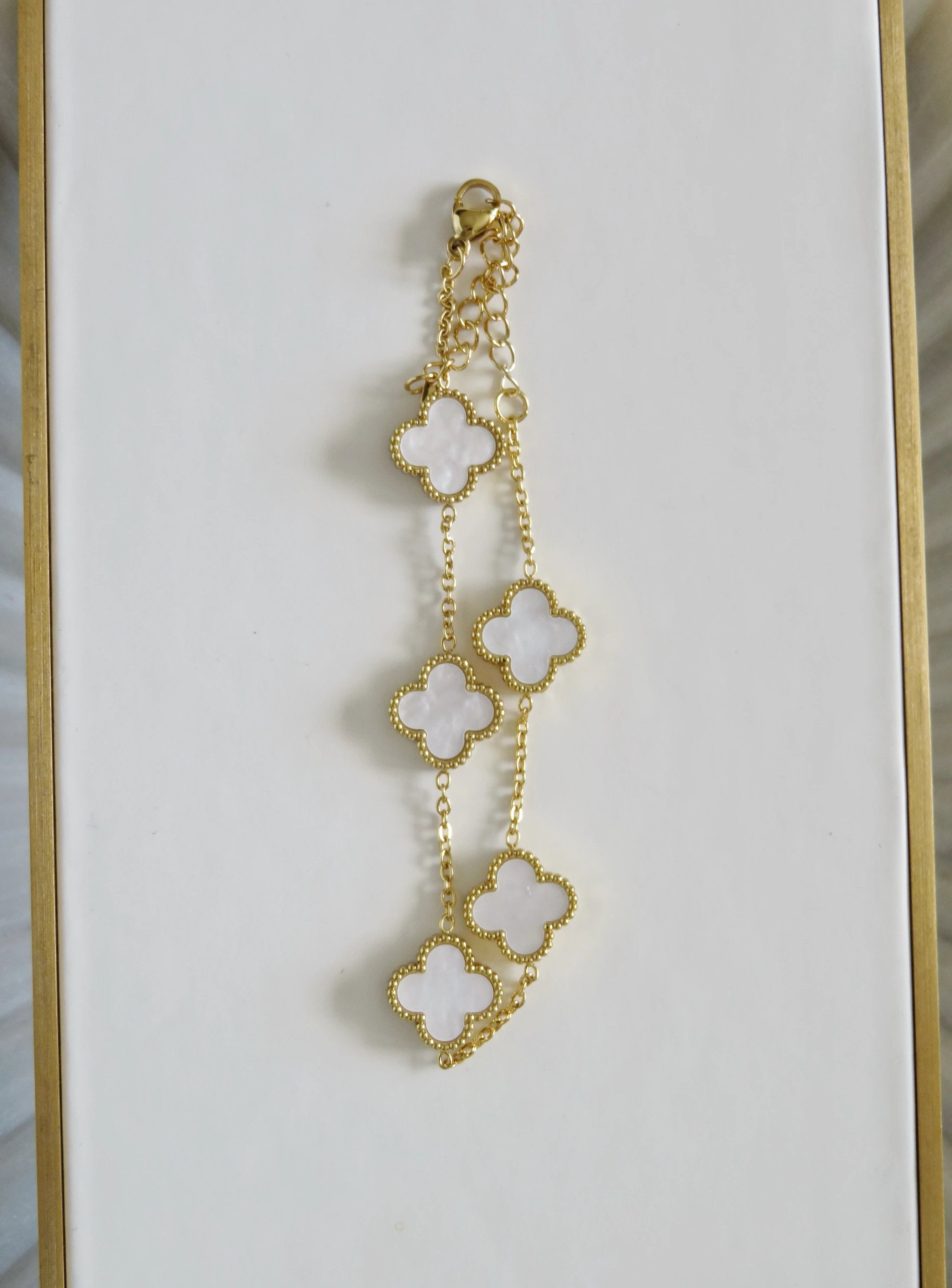 Luck Intention -Pearl Shell Clover Bracelet by Curated By Suarez