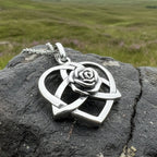 Celtic Rose Heart Necklace in Sterling Silver
