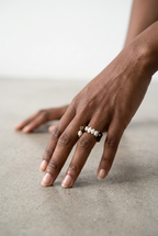 Pearl and Gold Leather Ring