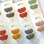 Boho Corduroy Puff Hearts Hair Clips by Parker + Kay Creative