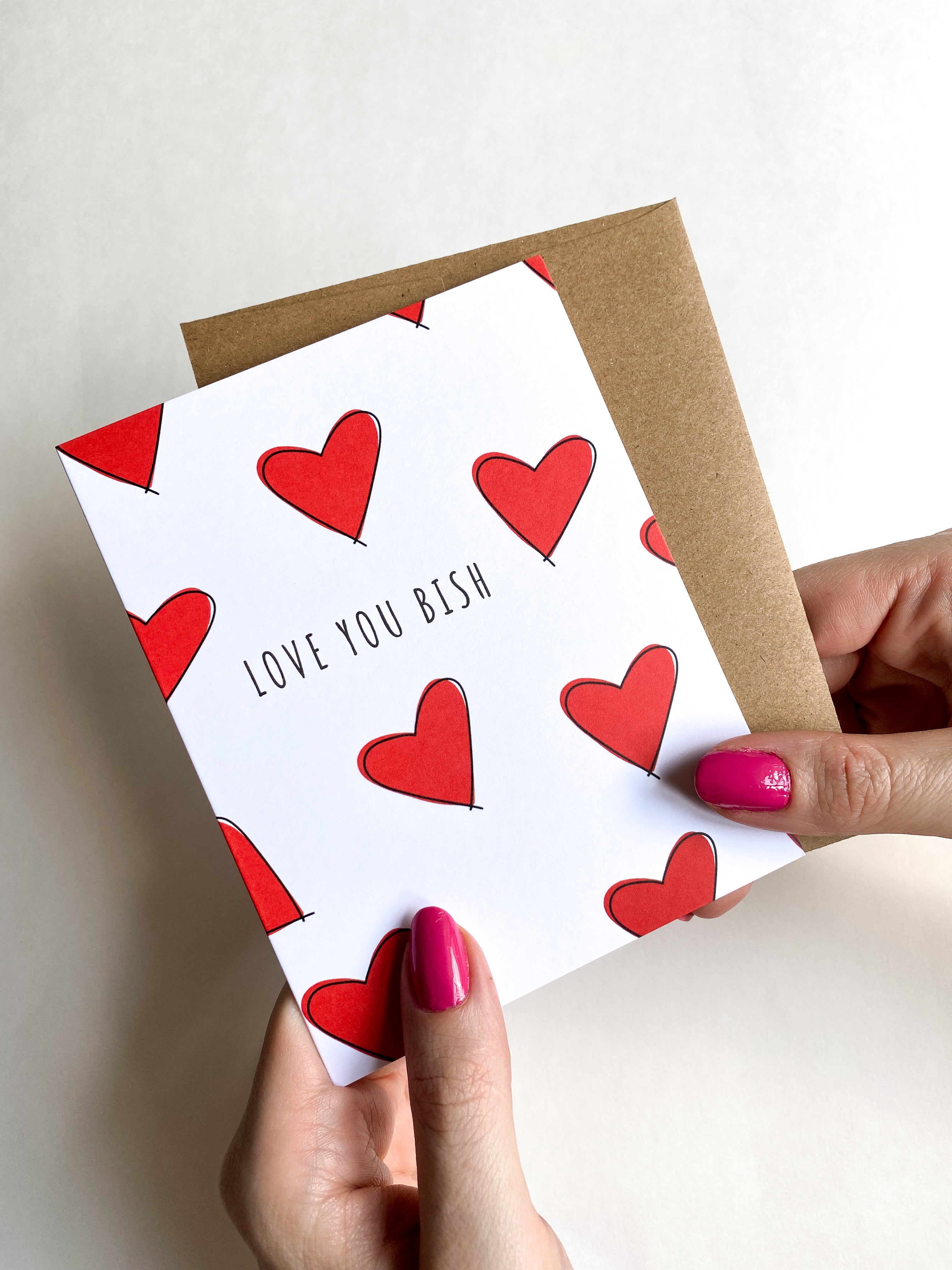 Love You Bish Valentines Card, Funny Best Friend Card, Love You Card by Five Dot Post