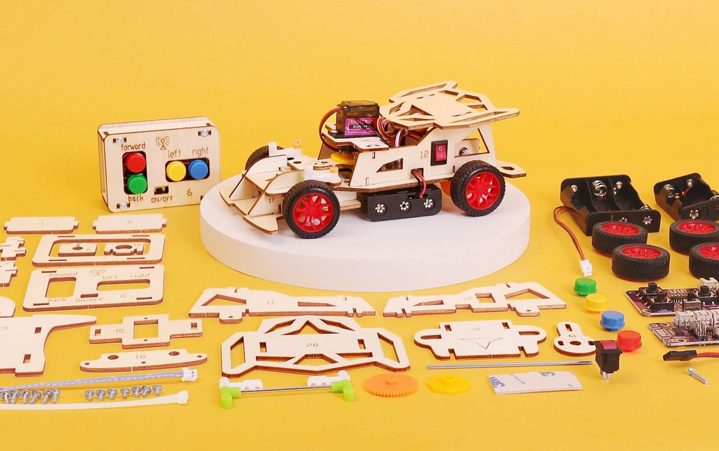 Steering Remote-Controlled Car DIY Kit, Educational STEM Toy by Kitsville