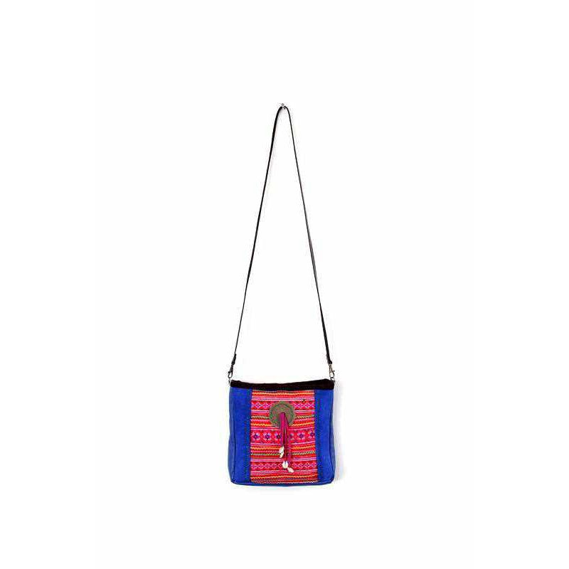 Leather Embroidered Crossbody Bag - Thailand