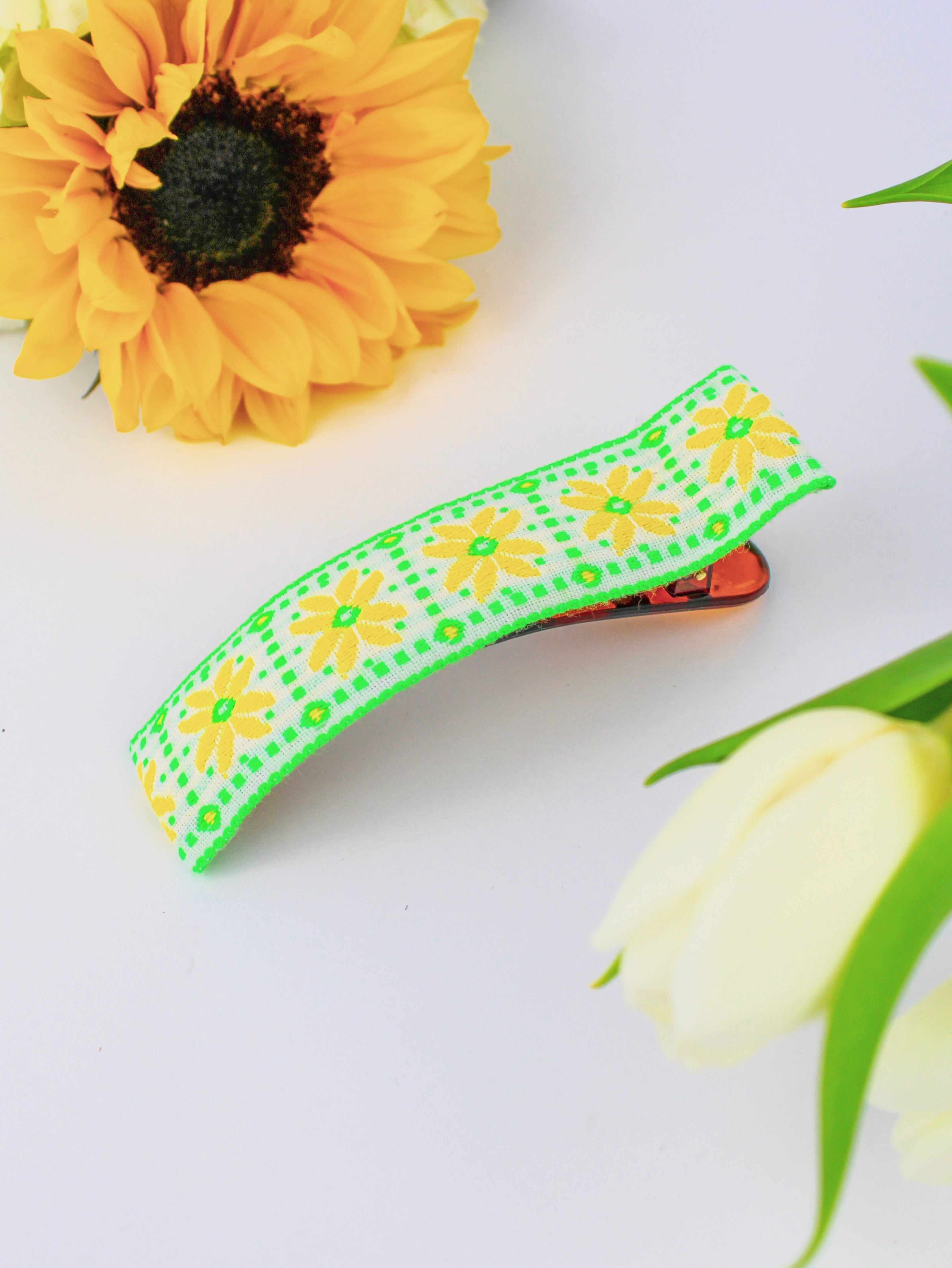 Electric Floral Vintage Ribbon Hair Clip