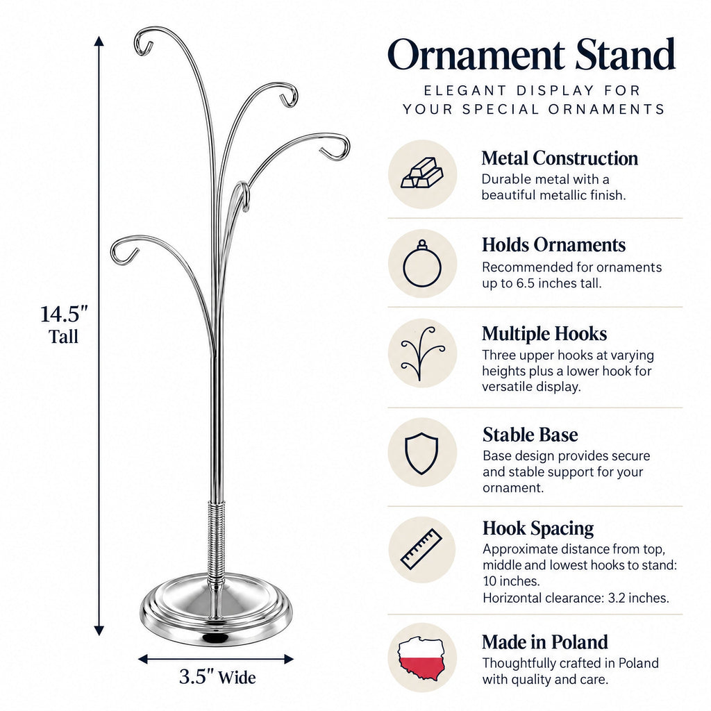 5-Arm Scroll Tree Branches Silver Metal Ornament Display Stand 14.5 Inches Ornament Stands La Vie Bien 5-Arm Scroll Tree Branches Silver Metal Ornament Display Stand 14.5 Inches