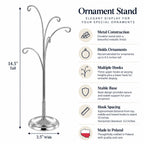 5-Arm Scroll Tree Branches Silver Metal Ornament Display Stand 14.5 Inches Ornament Stands La Vie Bien 5-Arm Scroll Tree Branches Silver Metal Ornament Display Stand 14.5 Inches