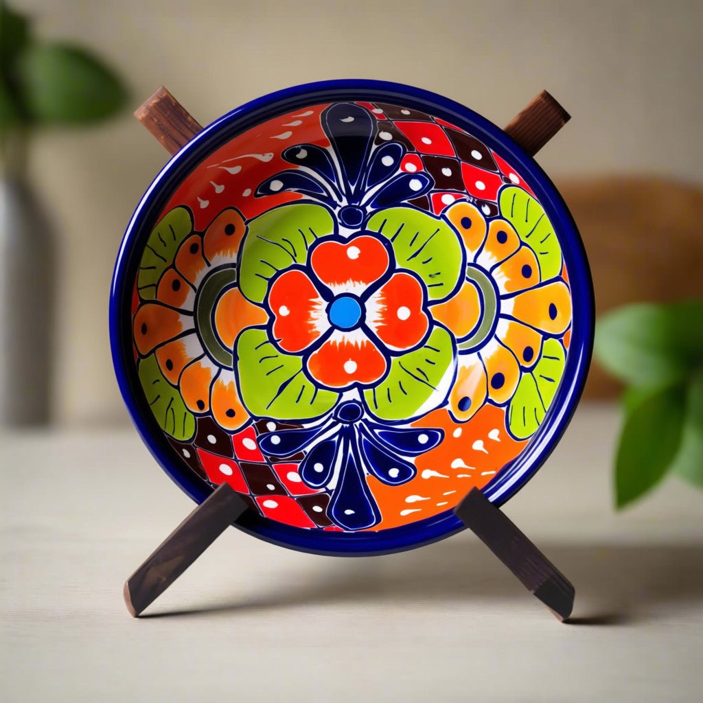 5" Colorful Talavera Bowl | Handmade Mexican Folk Dish Talavera Bowl La Vie Bien 5" Colorful Talavera Bowl | Handmade Mexican Folk Dish