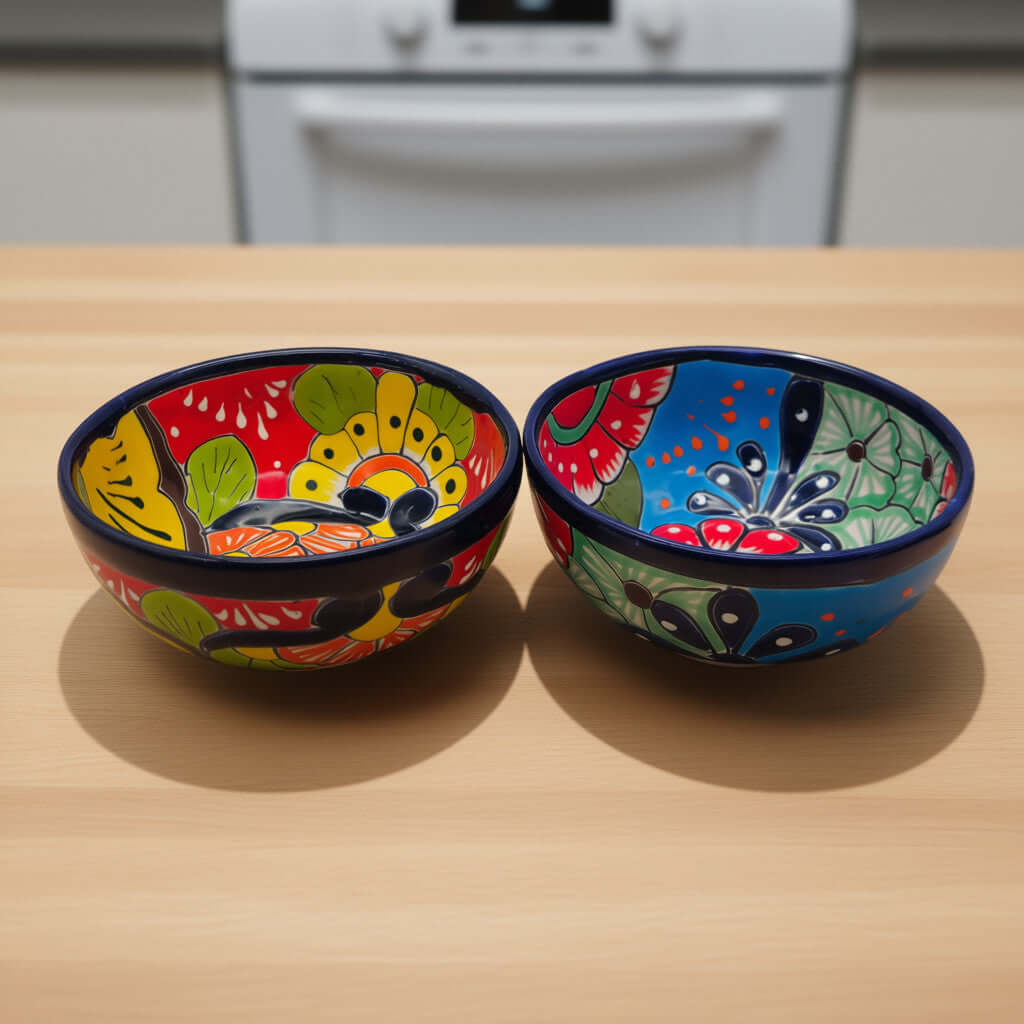 5" Colorful Talavera Bowl | Handmade Mexican Folk Dish Talavera Bowl La Vie Bien 5" Colorful Talavera Bowl | Handmade Mexican Folk Dish