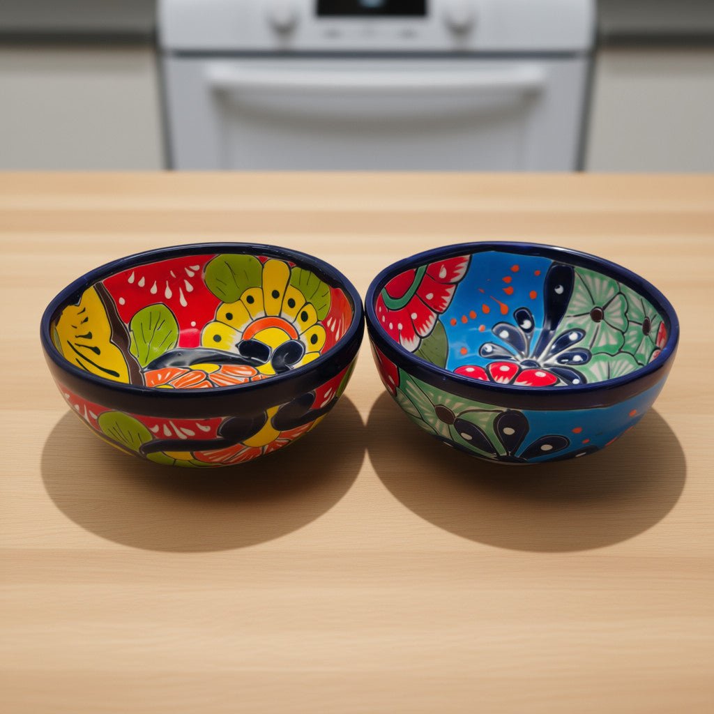5" Colorful Talavera Bowl | Handmade Mexican Folk Dish Talavera Bowl La Vie Bien 5" Colorful Talavera Bowl | Handmade Mexican Folk Dish