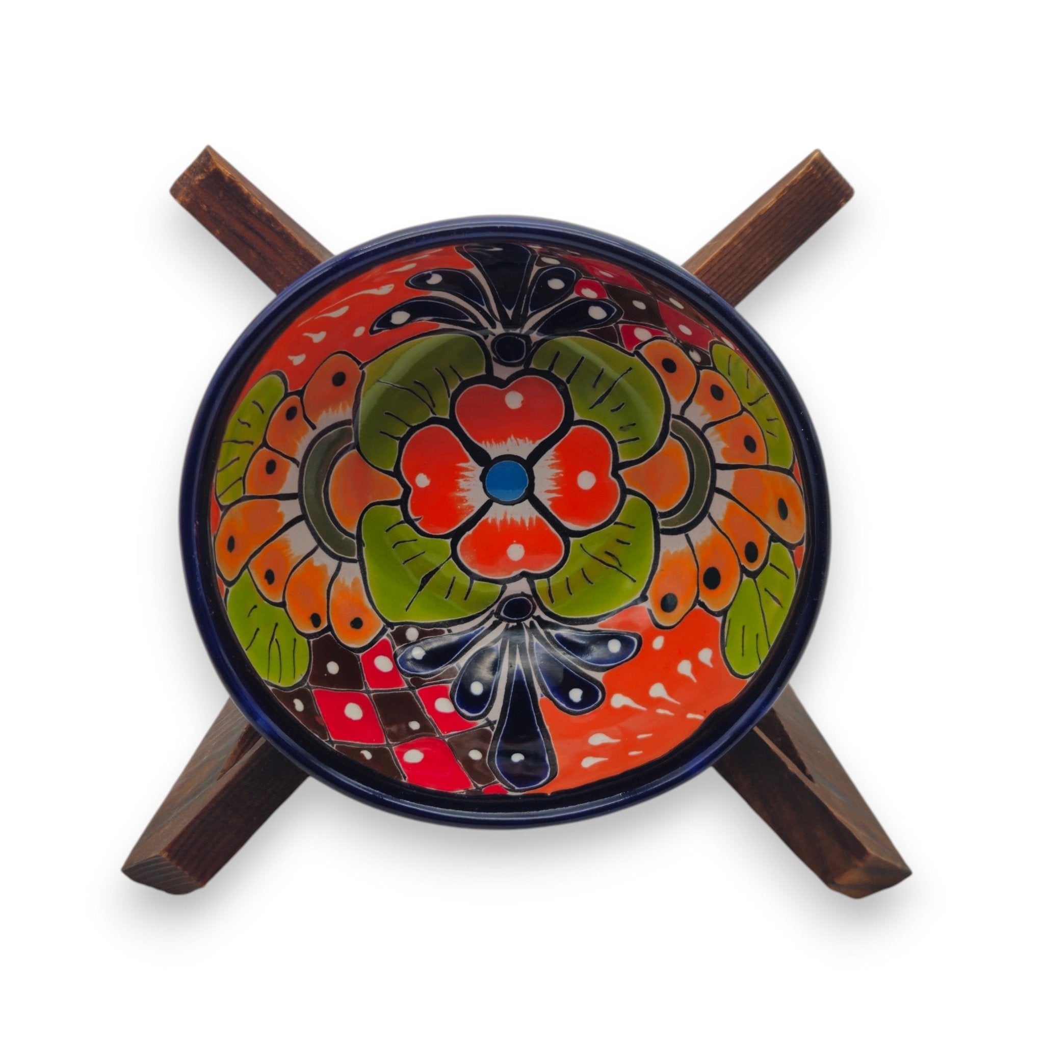 5" Colorful Talavera Bowl | Handmade Mexican Folk Dish Talavera Bowl La Vie Bien 5" Colorful Talavera Bowl | Handmade Mexican Folk Dish