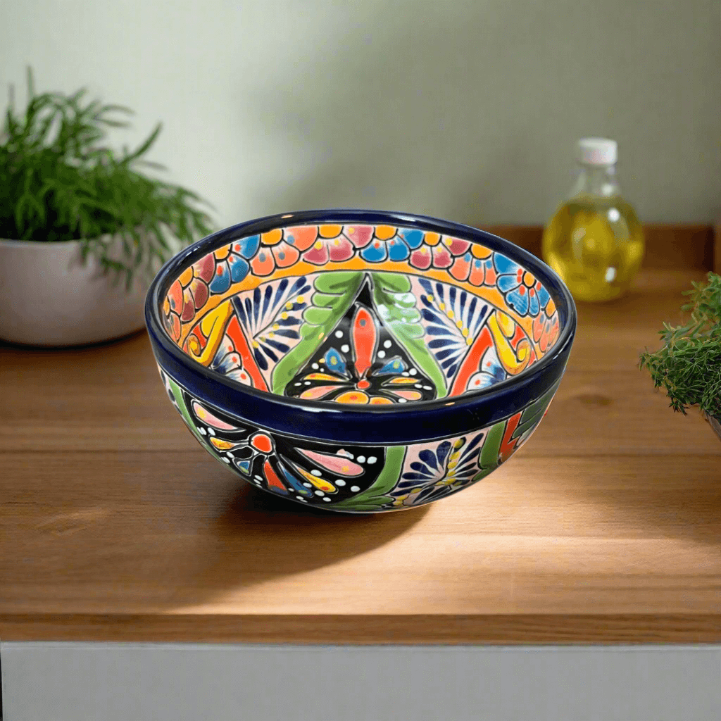 5" Colorful Talavera Ceramic Bowl | Mexican Dinnerware Talavera Bowl La Vie Bien 5" Colorful Talavera Ceramic Bowl | Mexican Dinnerware