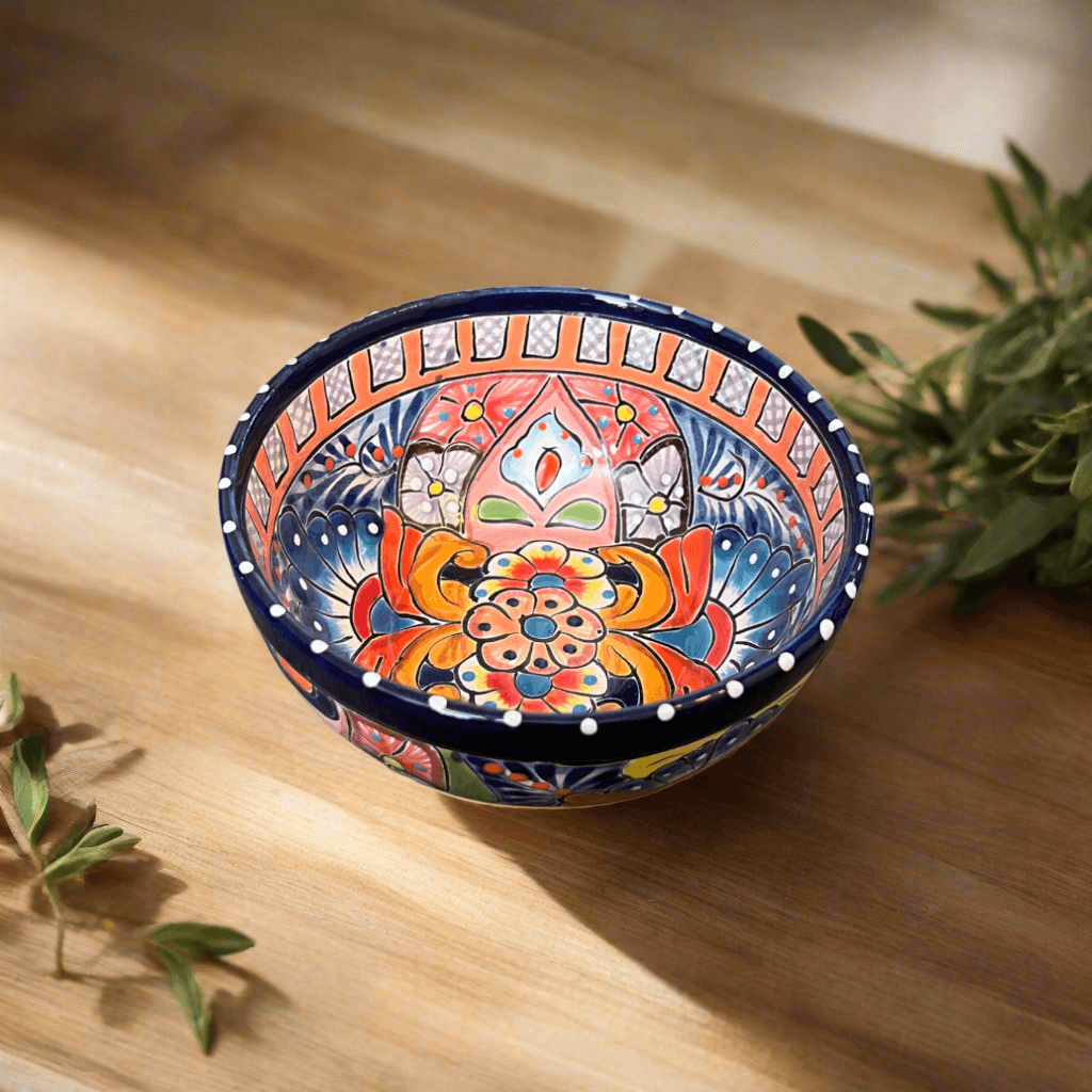 5" Colorful Talavera Ceramic Bowl | Mexican Dinnerware Talavera Bowl La Vie Bien 5" Colorful Talavera Ceramic Bowl | Mexican Dinnerware