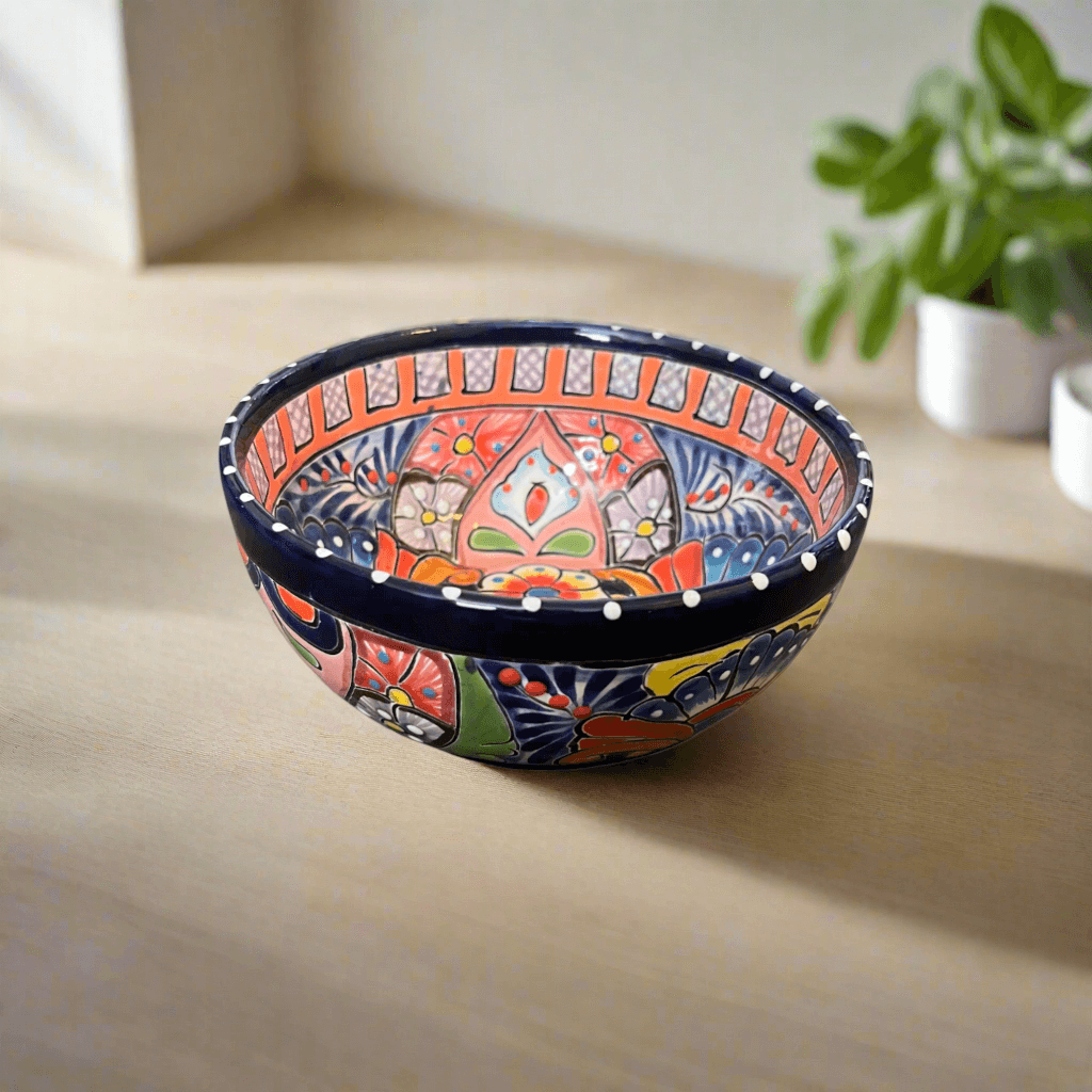 5" Colorful Talavera Ceramic Bowl | Mexican Dinnerware Talavera Bowl La Vie Bien 5" Colorful Talavera Ceramic Bowl | Mexican Dinnerware
