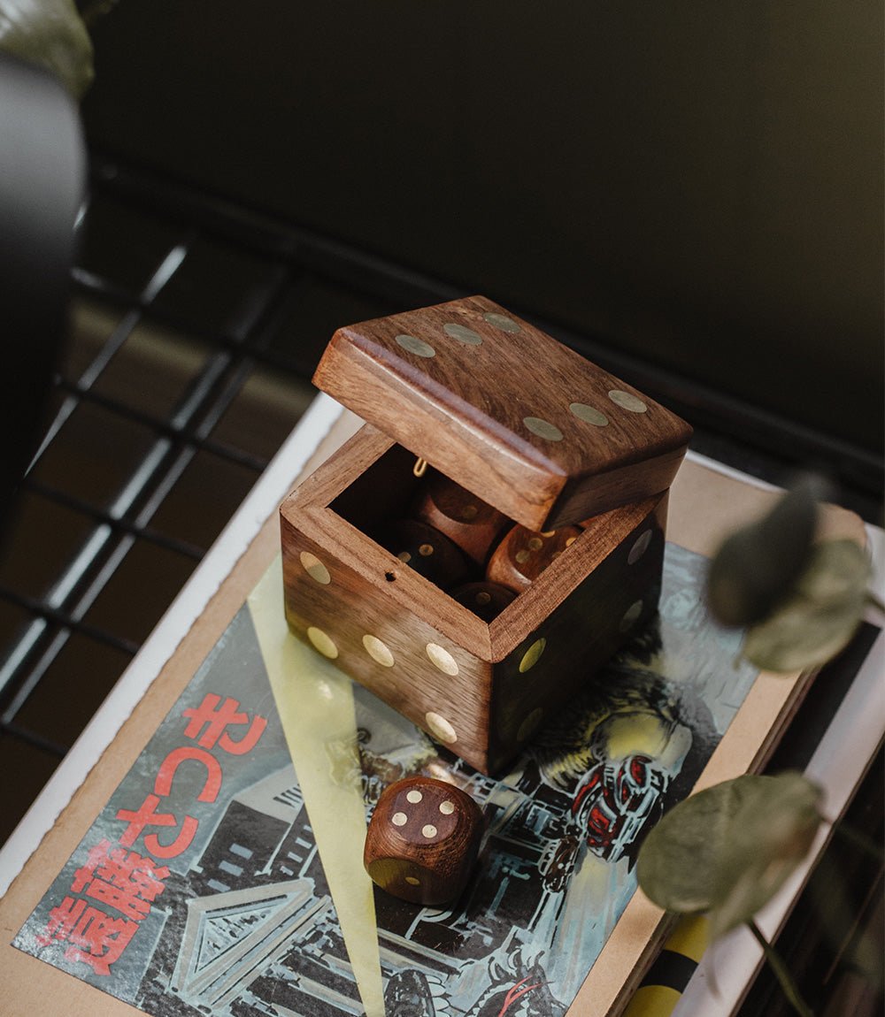 5 Dice Box Set - Handcrafted Wood HME stock line La Vie Bien 5 Dice Box Set - Handcrafted Wood