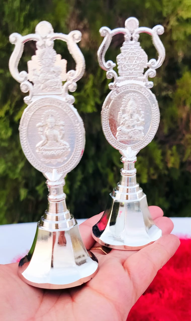 5" German Silver Bell for Puja - Affordable Diwali Return Gift/ Puja Return Gift La Vie Bien 5" German Silver Bell for Puja - Affordable Diwali Return Gift/ Puja Return Gift
