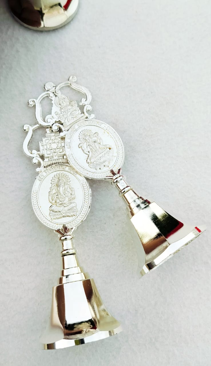 5" German Silver Bell for Puja - Affordable Diwali Return Gift/ Puja Return Gift La Vie Bien 5" German Silver Bell for Puja - Affordable Diwali Return Gift/ Puja Return Gift