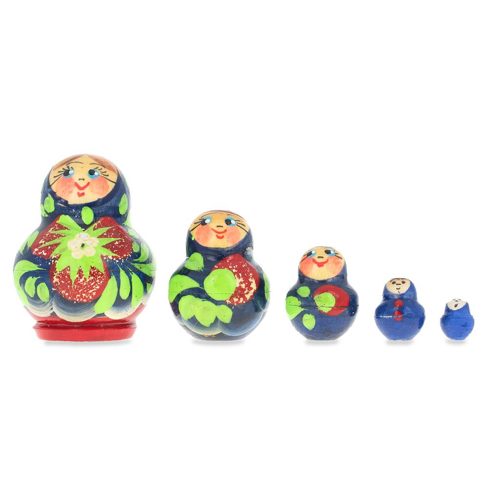 5 Miniature Strawberry Dress Nesting Dolls 1.75 Inches Nesting Dolls > Flowers La Vie Bien 5 Miniature Strawberry Dress Nesting Dolls 1.75 Inches