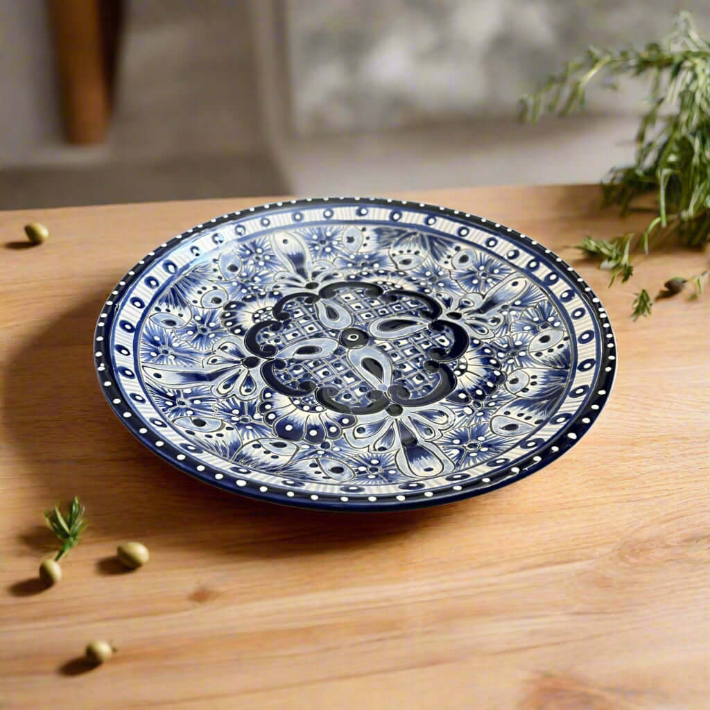 5-Piece Talavera Dinnerware Set | Blue & White Tableware for 1 Talavera Dinnerware Set La Vie Bien 5-Piece Talavera Dinnerware Set | Blue & White Tableware for 1