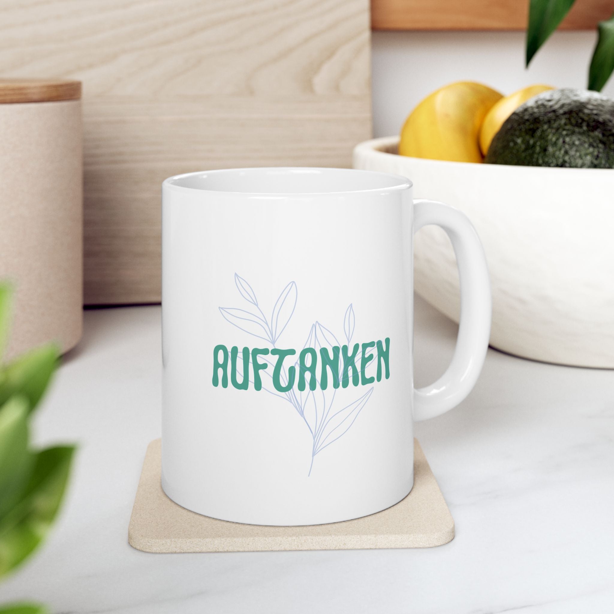 Auftanken German "Refueling" Mental Health Mug, Ceramic Coffee Cup geschenk