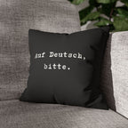 Auf Deutsch, bitte. Faux Suede Square Pillowcase — German Language Quote Decorative Pillow Cover