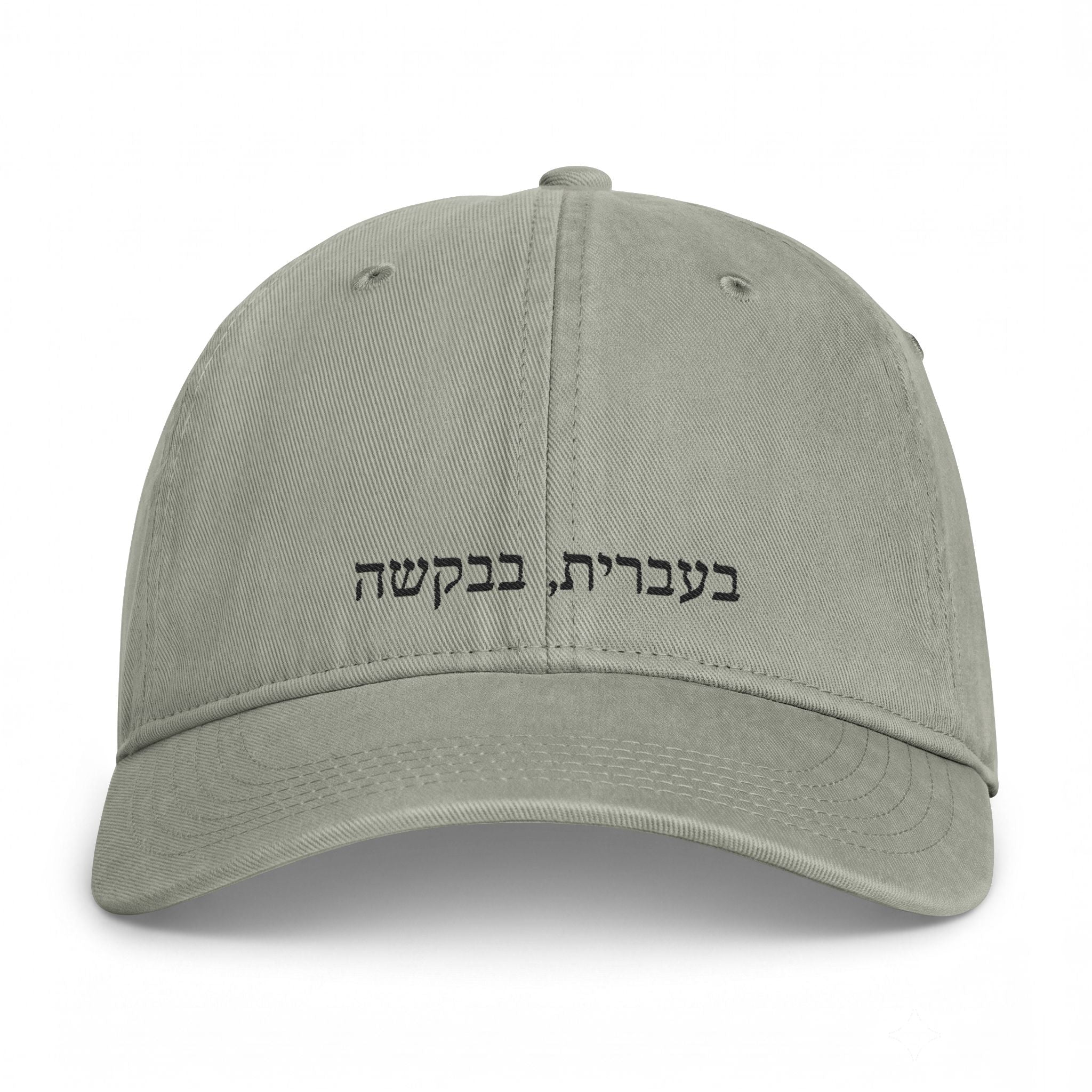 בעברית, בבקשה (In Hebrew, please) embroidered Baseball Cap, Coastal Washed Hat