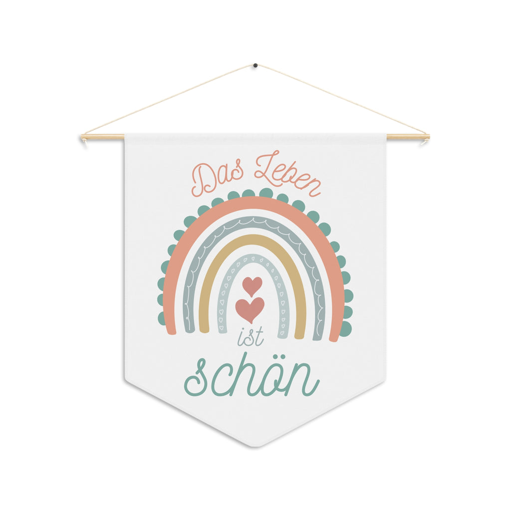 Das Leben ist schön German Rainbow Pennant Wall Art, Positive Affirmation Decor, Children's Room Wall Hanging, Gift for German speakers