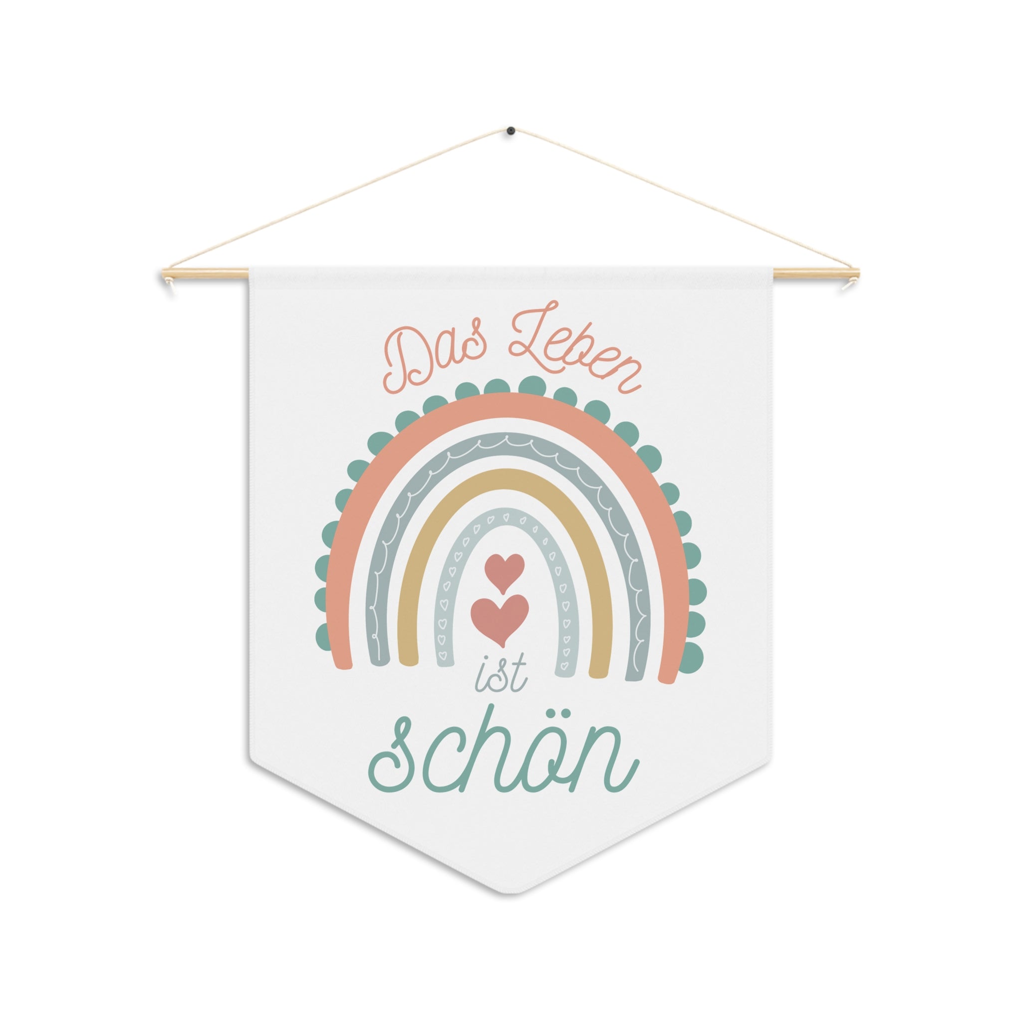 Das Leben ist schön German Rainbow Pennant Wall Art, Positive Affirmation Decor, Children's Room Wall Hanging, Gift for German speakers