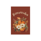 Bienvenidos Fall Yard Flag with Floral Pumpkin Design by Printify