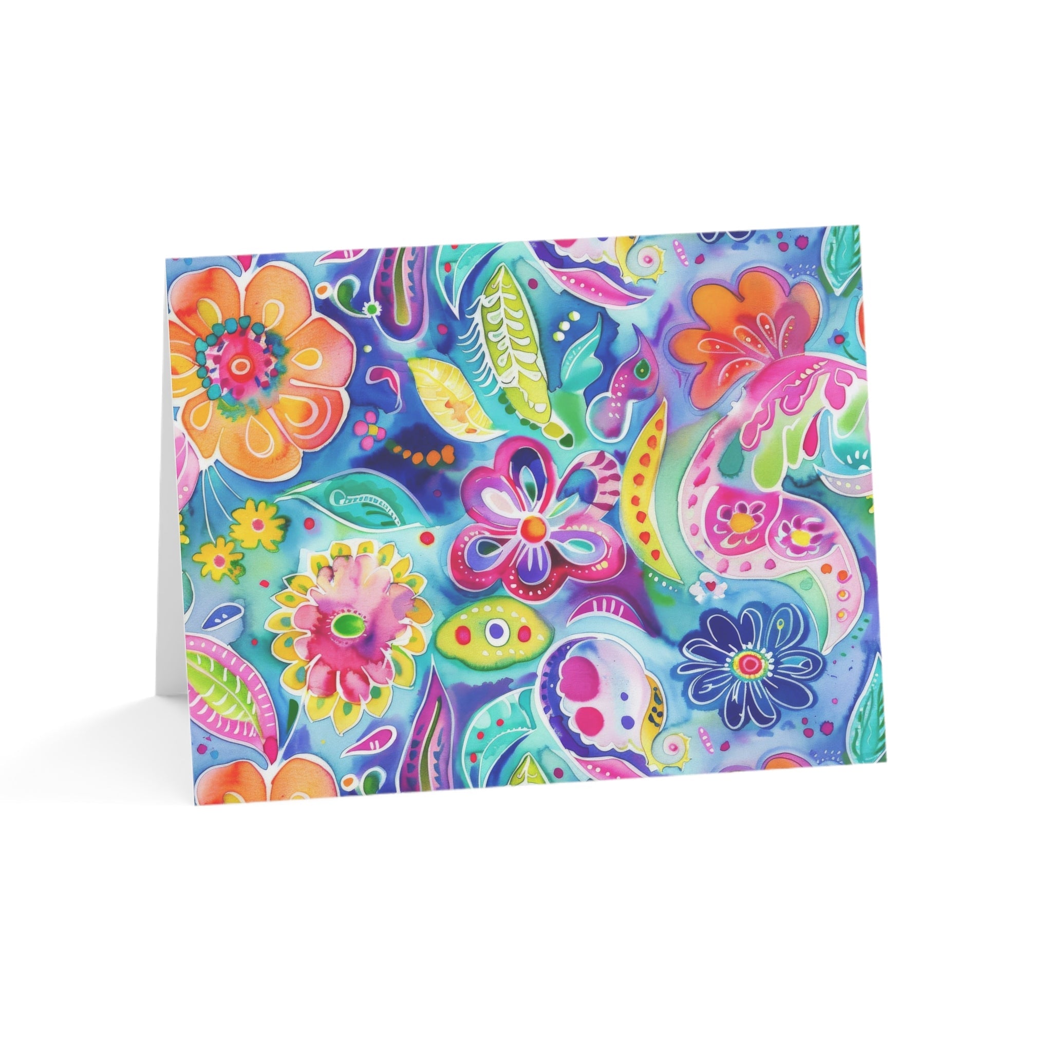 Bespattered Facade Colorful Flowers Greeting Cards | Sets of 1, 10, 30, or 50