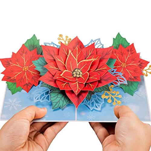 Poinsettia Flower Pop Up Christmas Card by Paper Love