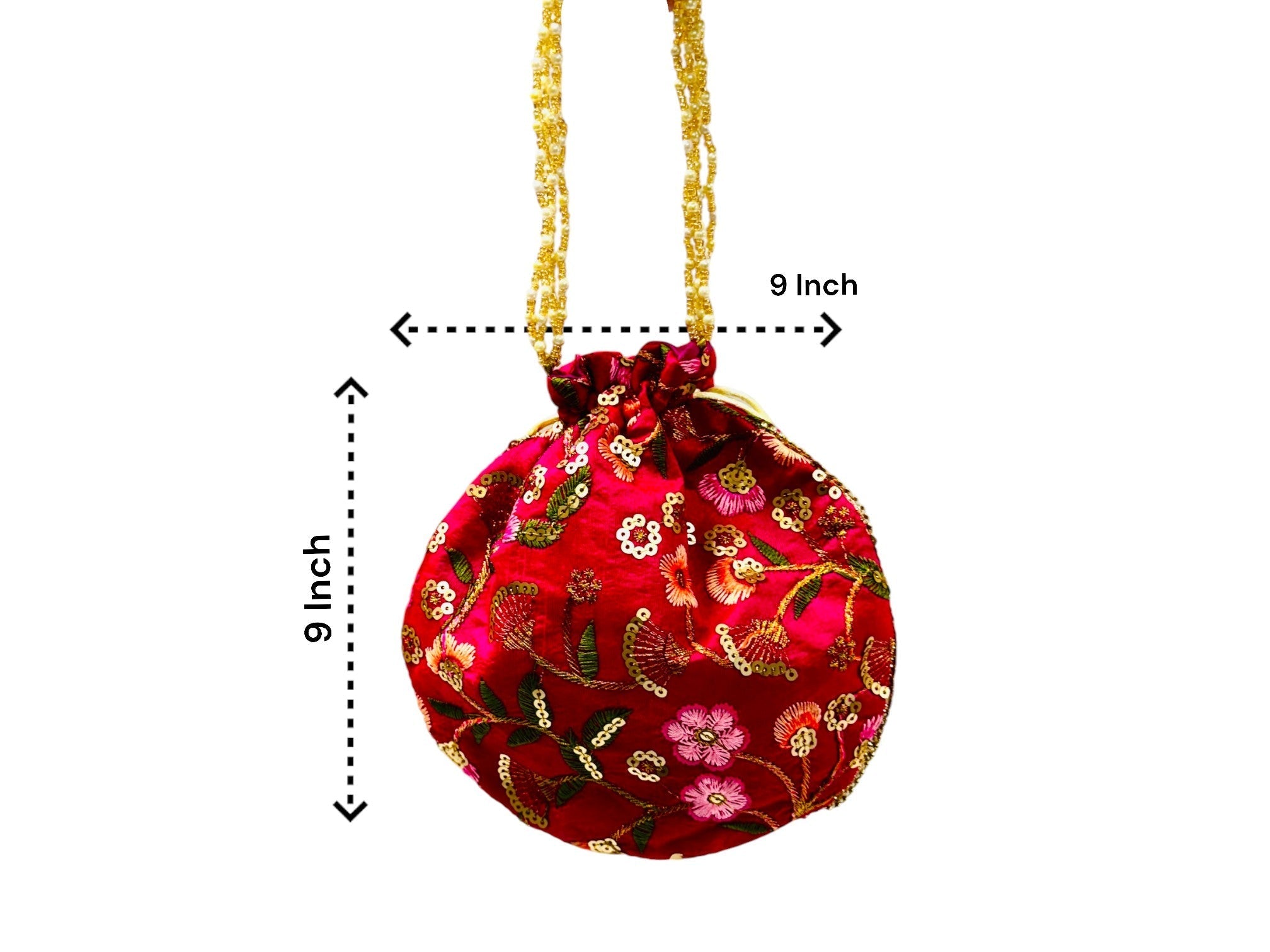Embroidered Silk Potli Bag