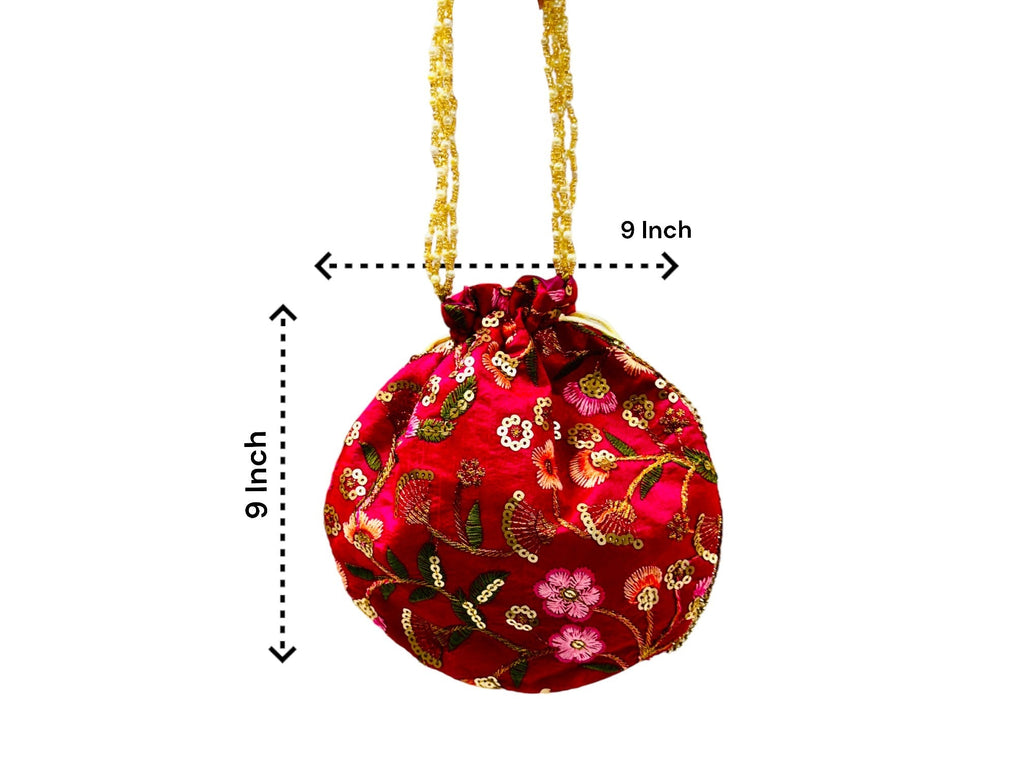 Embroidered Silk Potli Bag, Set of 6