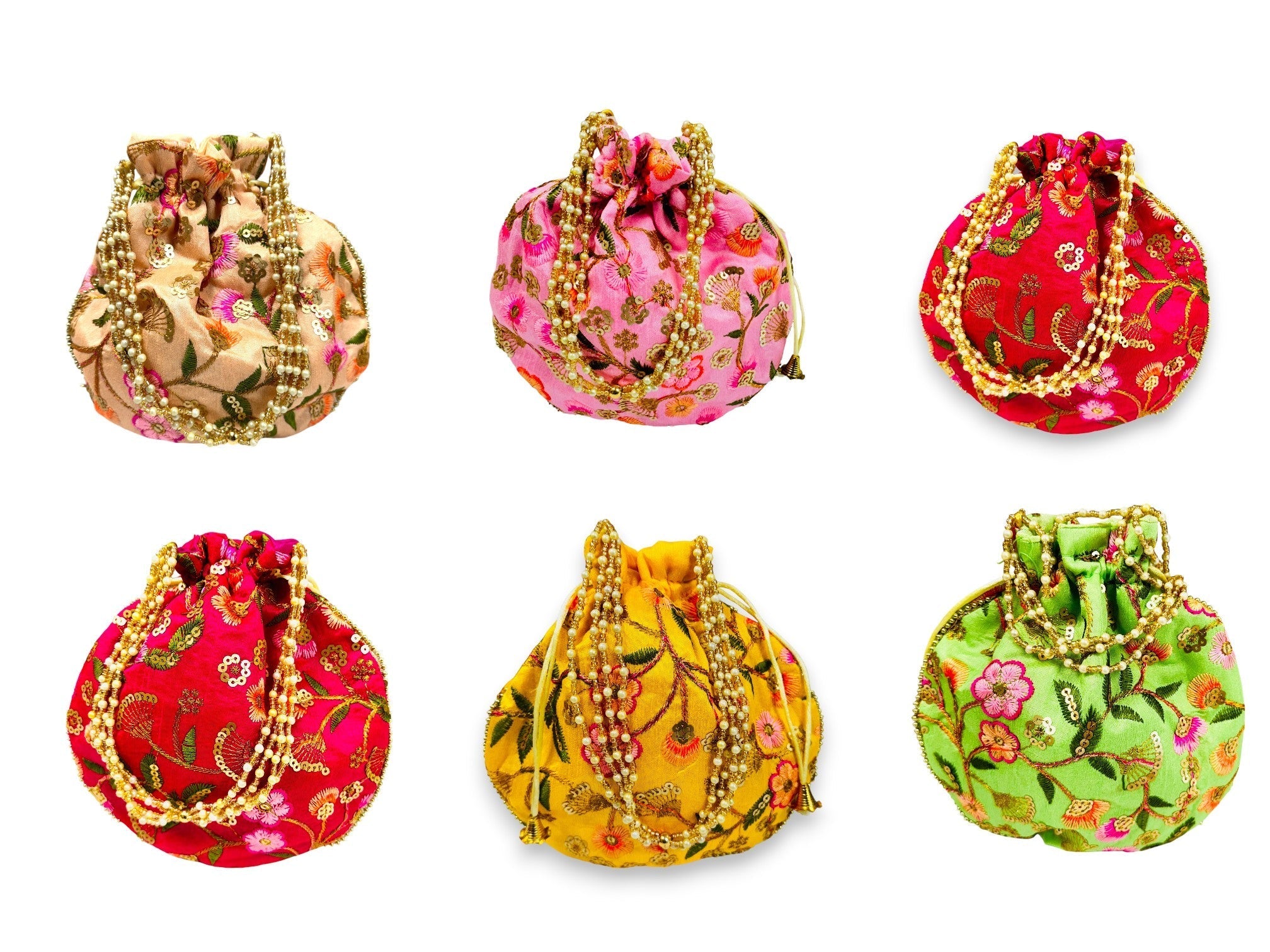 Embroidered Silk Potli Bag