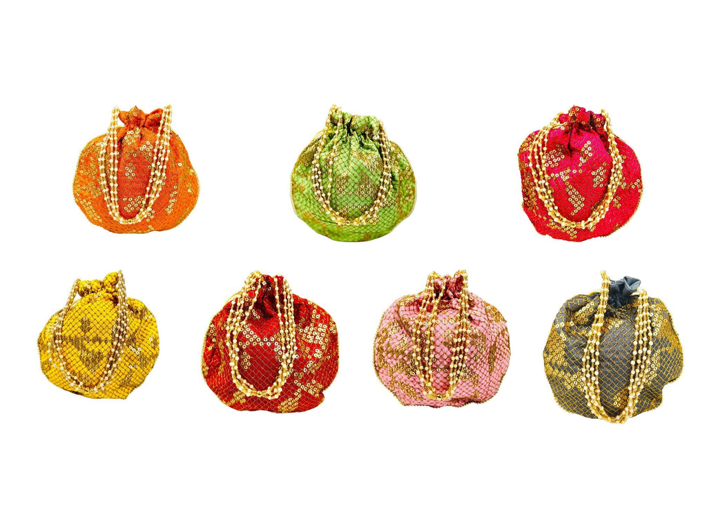 Sequence Silk Potli Bag, Set of 7
